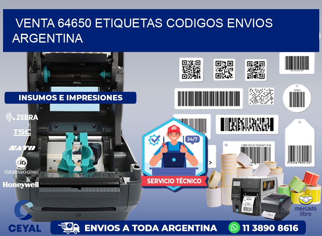 VENTA 64650 ETIQUETAS CODIGOS ENVIOS ARGENTINA