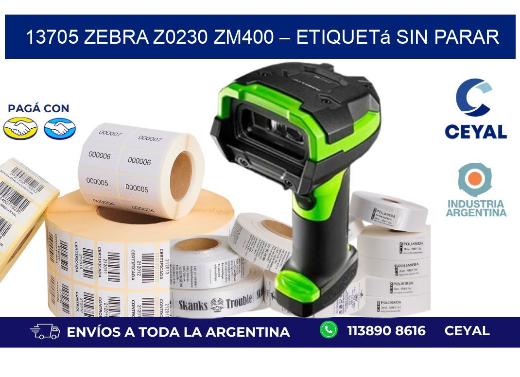 13705 Zebra Z0230 ZM400 – Etiquetá sin Parar