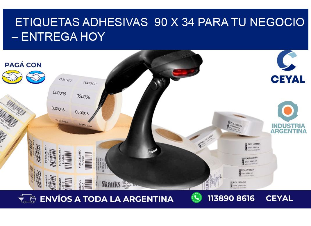 Etiquetas Adhesivas  90 x 34 para Tu Negocio – Entrega Hoy
