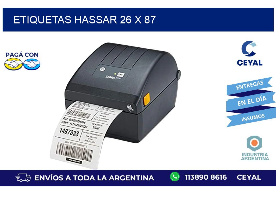 etiquetas hassar 26 x 87