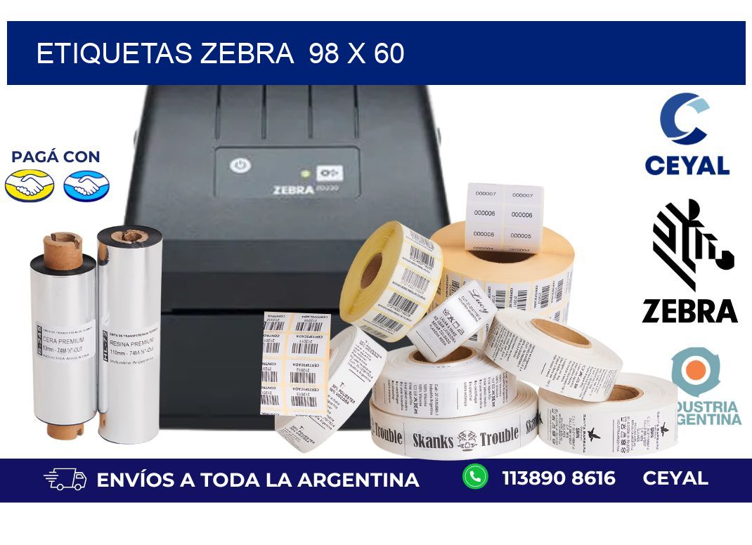 etiquetas zebra  98 x 60